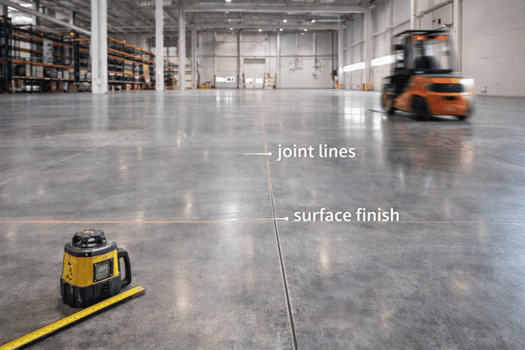 shiny concrete warehouse floors
