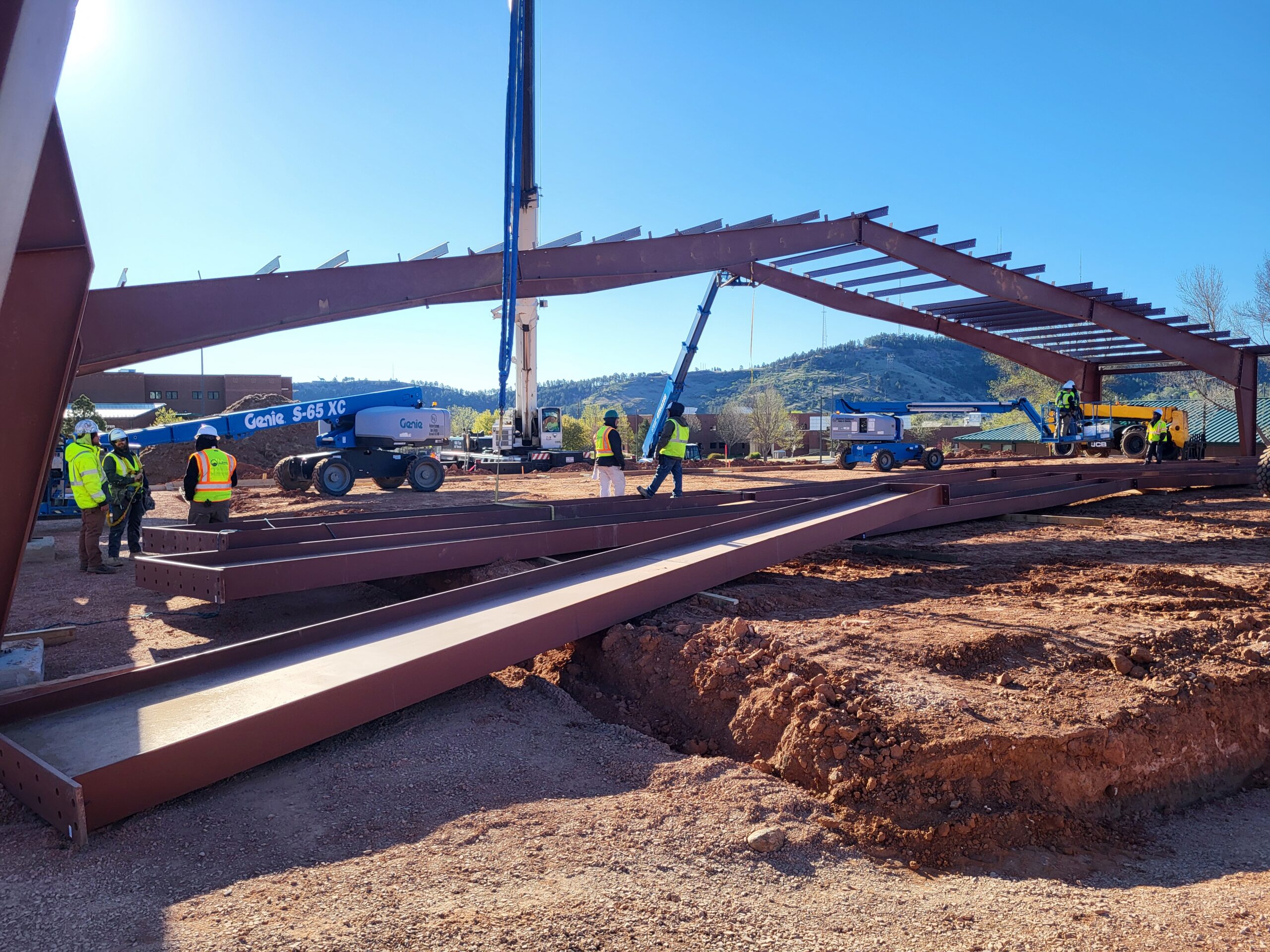 Camp Rapid steel columns and beams under construction by WagCo Construction