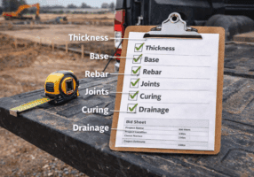 clipboard comparing commercial concrete quotes